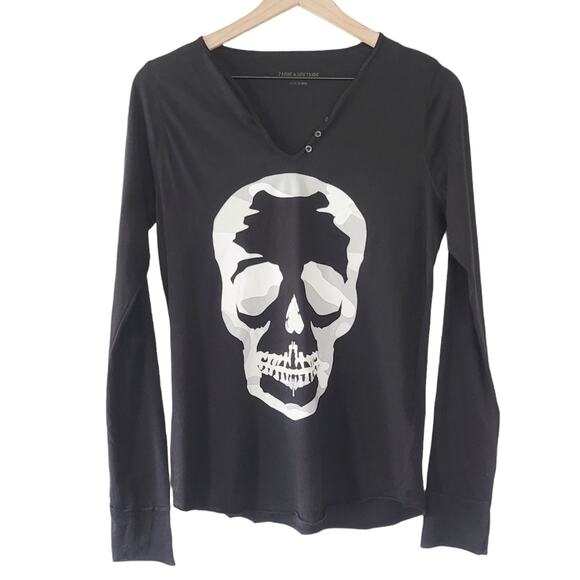 NEW ZADIG & VOLTAIRE Tunisien Black Skull Top - Medium - Picture 3 of 4